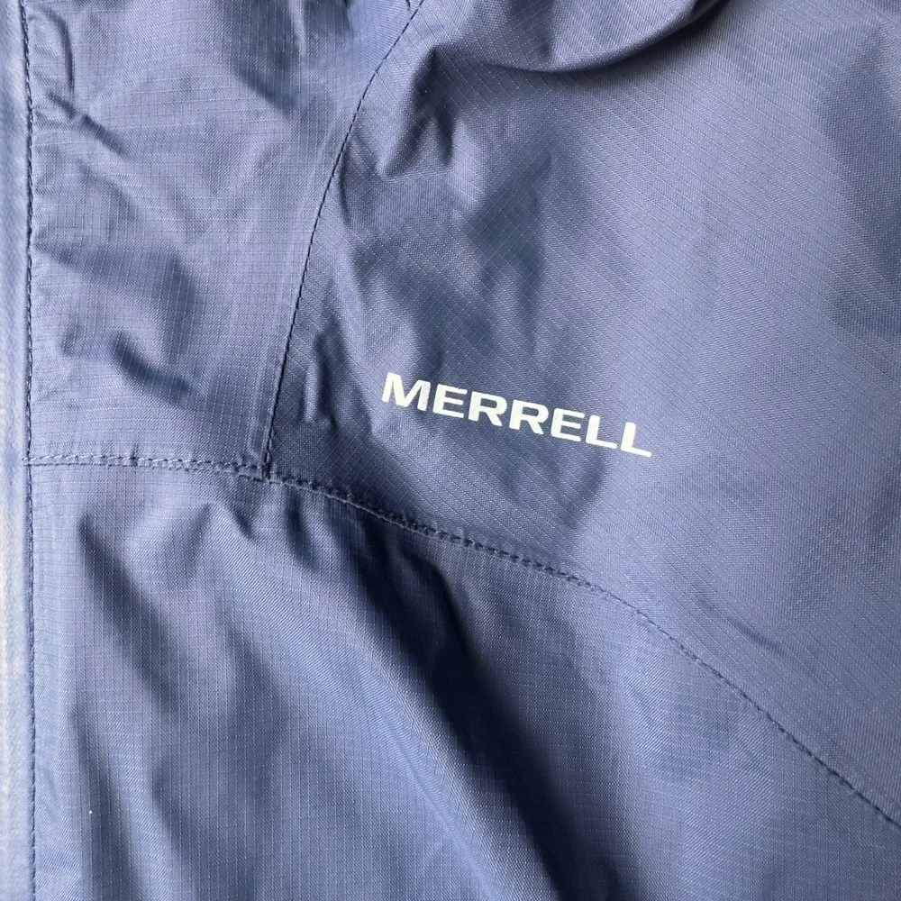 Merrell Rain Jacket Womens XS Hooded Full Zip Waterproof Ripstop Blue Hiking